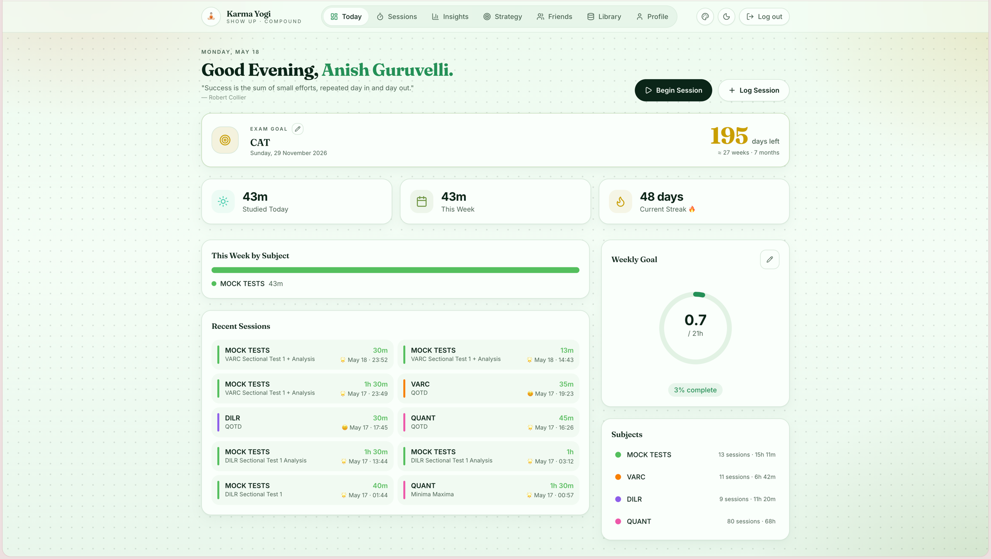 Dashboard in Forest theme