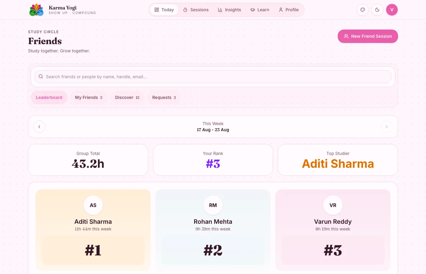 The friends leaderboard
