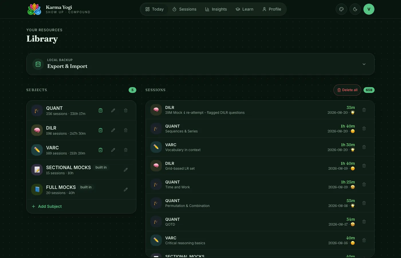 Library, dark mode